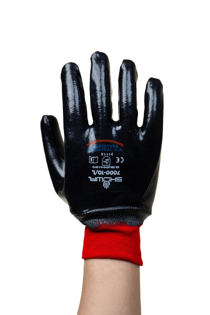 Guante nitrilo Showa 7000 baño completo liso nitri-pro azul T. 10 par