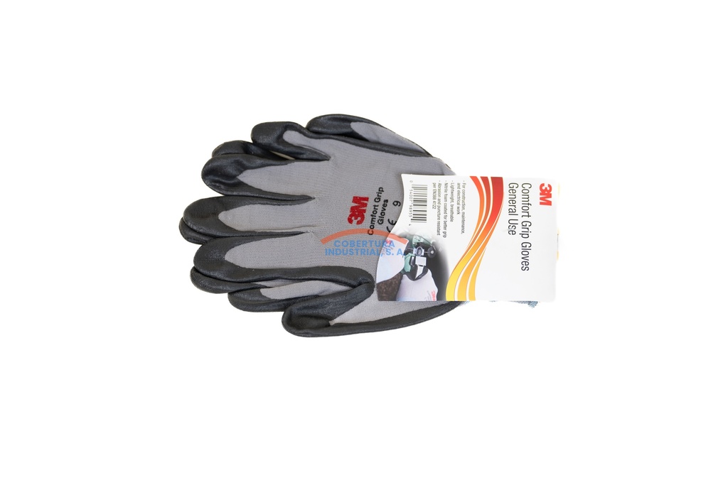 Guante nitrilo 3M Comfort Grip gris/negro T. 9 par