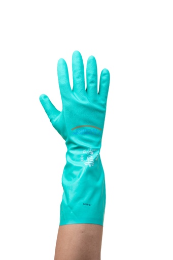 [1072] Guante nitrilo Showa 730 nitri-solve 13" de largo verde T. 9 par