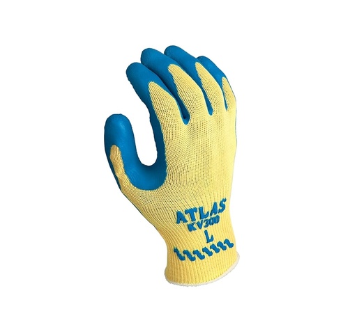 [1153] Guante palma de caucho natural Showa Atlas KV300L IR anticorte amarillo/azul T. 9 par