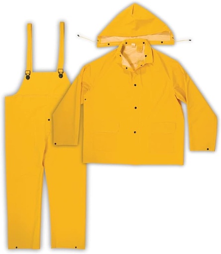 [1720] Capa PVC Ciclón 3 piezas (Incluye: pantalón con pechera, chaqueta y gorro) amarilla T. L unidad