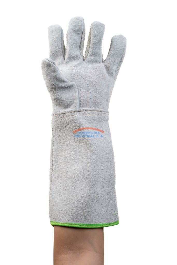 Guante de cuero 1/2 manga nacional talón 9 gris T. unica par