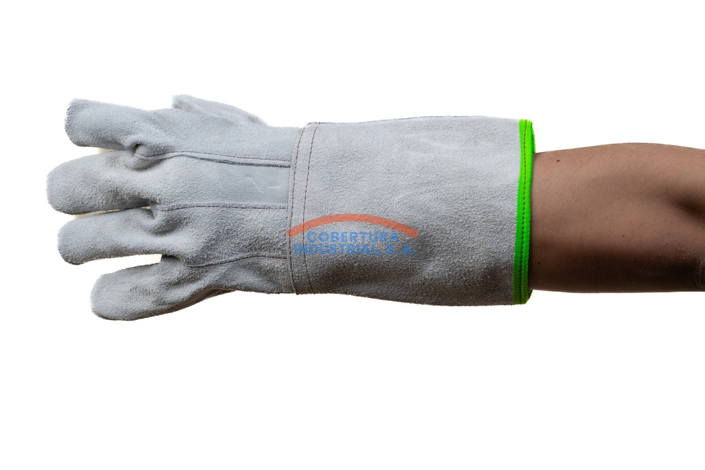 Guante de cuero 1/2 manga nacional gris T. unica par