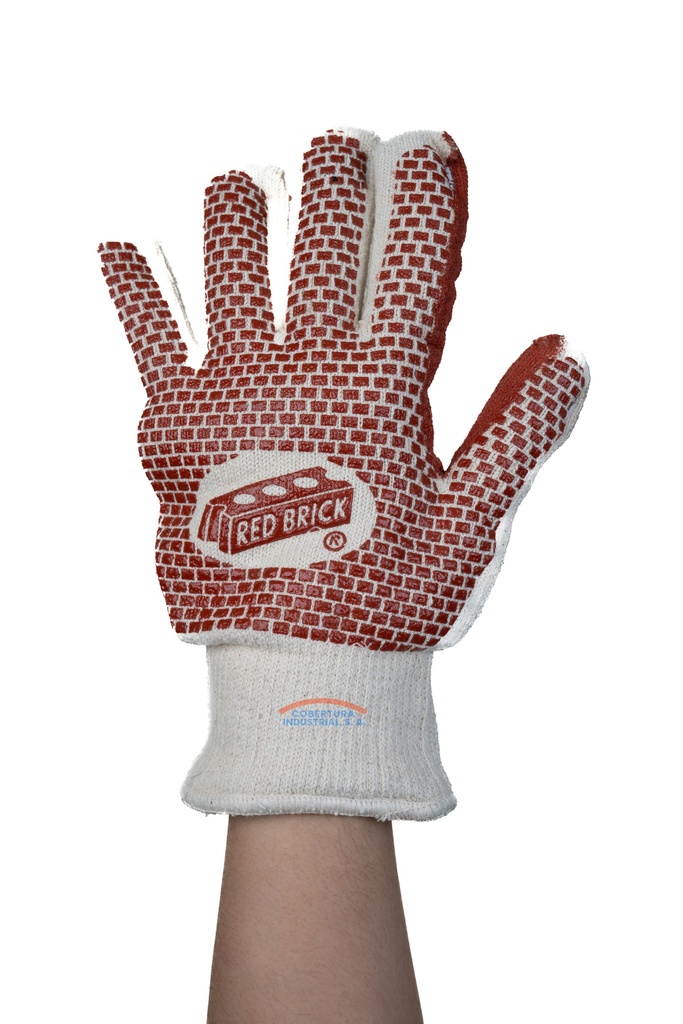 Guante de hilo con puntos de PVC MCR Safety 9460K red brick alta temperatura par