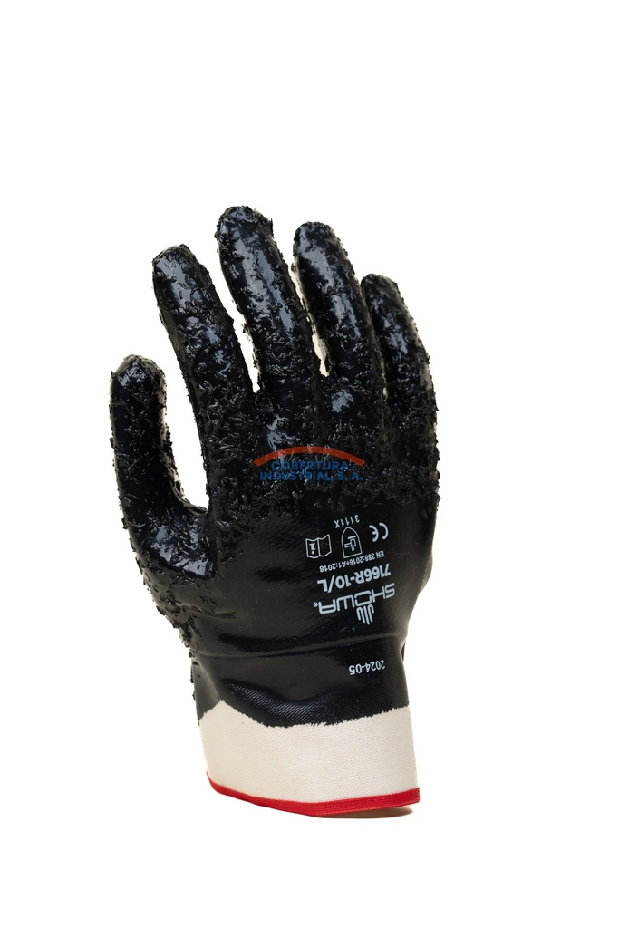Guante nitrilo Showa 7166R nitri-pro corrugado azul T. 10 Par