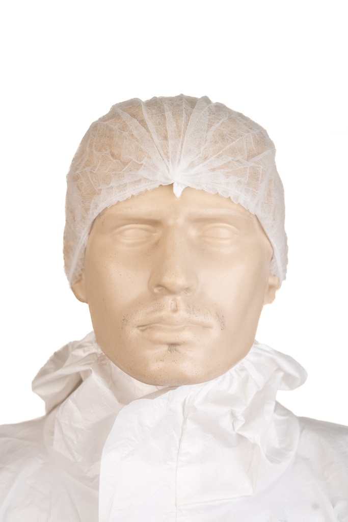 Cofia desechable plegable Importada blanca paquete de 100 unidades