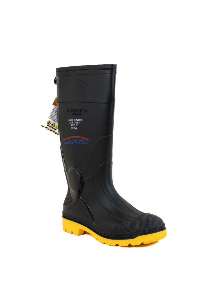Bota de PVC c/punta de acero Predator negra T. 41 par