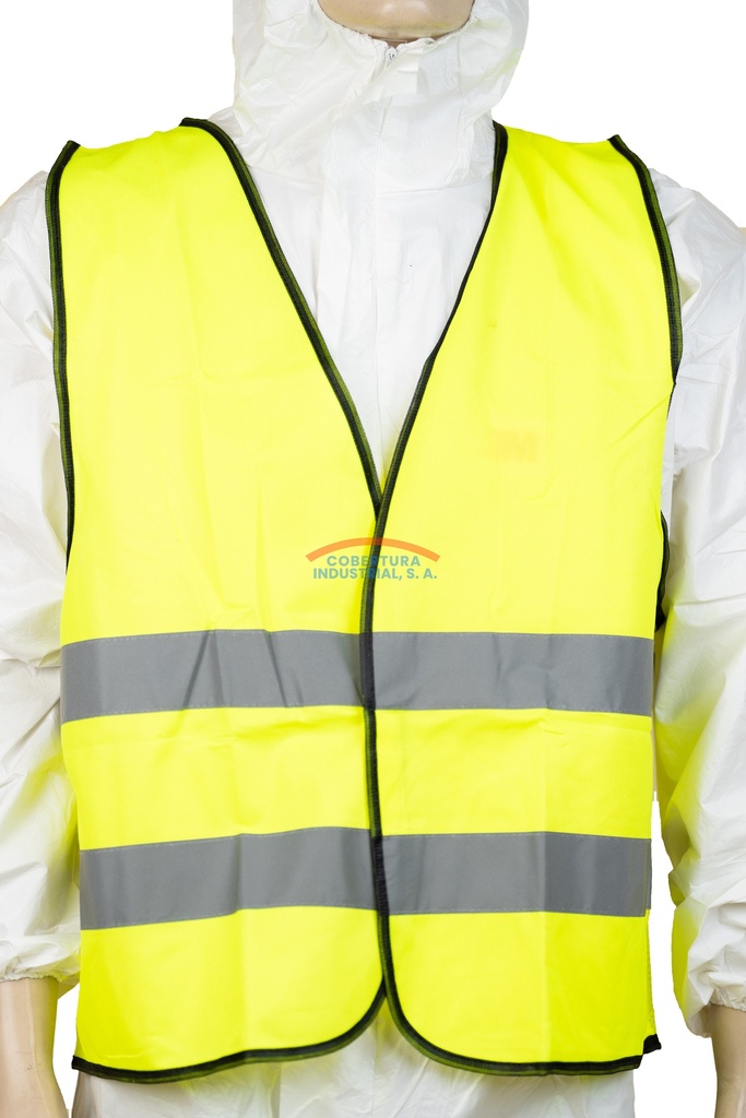 Chaleco reflectivo de tela verde limón TW con cinta gris horizontal T. unica unidad