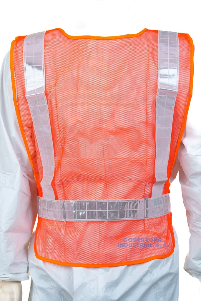 Chaleco Reflectivo de malla naranja TW con cinta plástica blanca 1" T. unica unidad