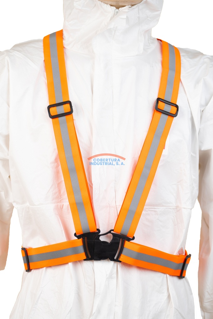 Chaleco reflectivo tipo arnés naranja TW elástico ajustable T. unica unidad