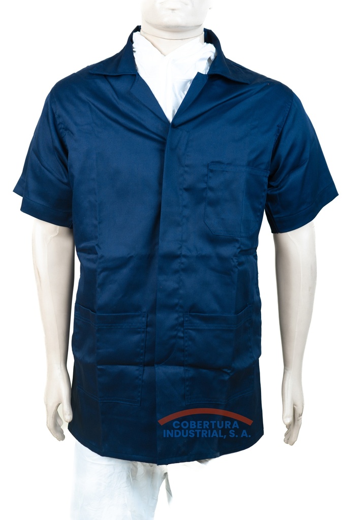 Bata de gabardina nacional manga corta azul T. L unidad