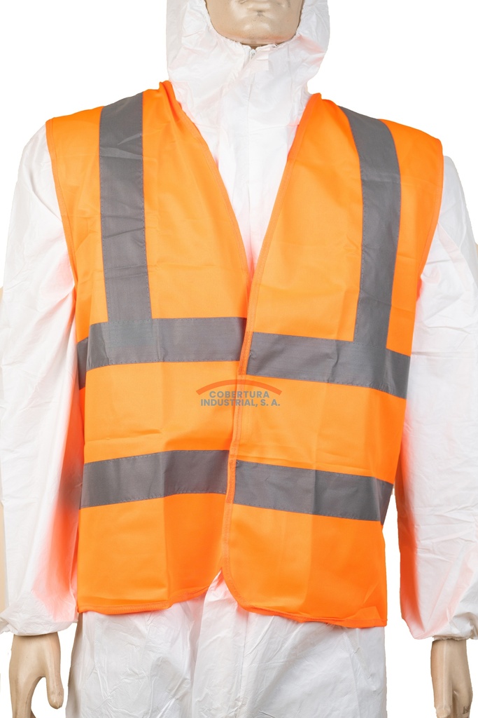 Chaleco reflectivo de tela naranja TW tipo motorista T. unica unidad