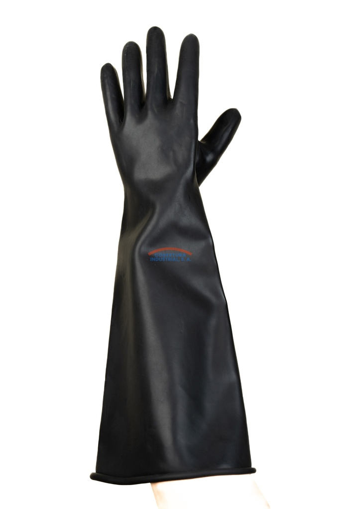 Guante de latex liso 18" de largo negro T 9 par 