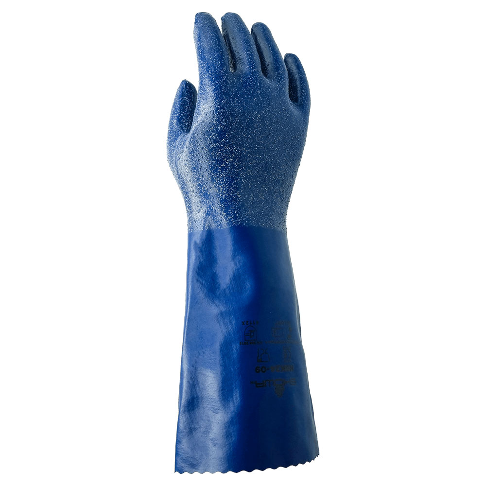 Guante nitrilo forrado Showa NSK24 21" de largo azul T. 9 par