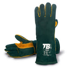 Guante cuero TB Soldador verde Kevlar T. unica par