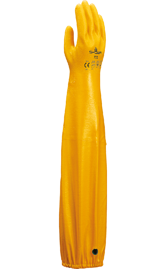 Guante nitrilo Showa 772 hasta el hombro amarillo T. 8 par 