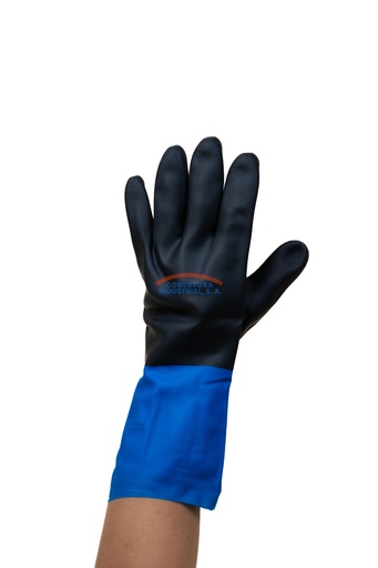 [1064] Guante chem master Showa CHMM 12" de largo azul/negro T. 8 par