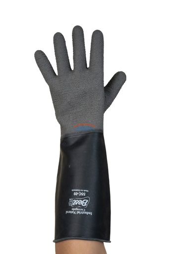 [1475] Guante de caucho natural Showa 55C corrugado 15" de largo negro T. 9 par