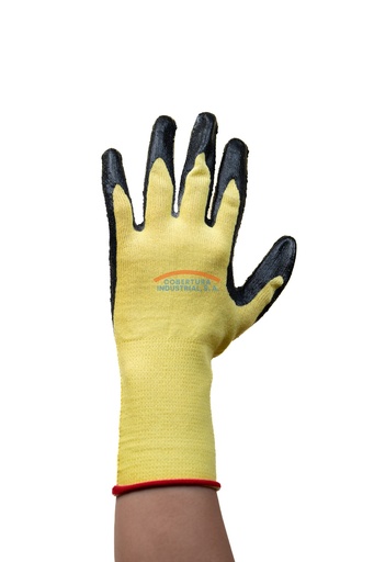 [1505] Guante palma de nitrilo Showa 4561XL IR anticorte forro de kevlar negro/amarillo T. 9 par