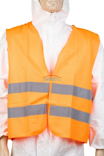 [1312] Chaleco reflectivo de tela naranja TW con cinta gris horizontal T. unica unidad