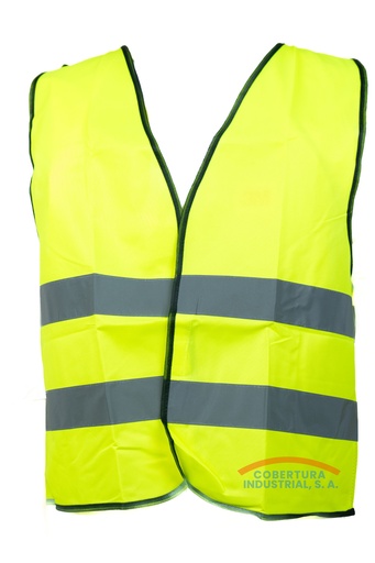 [1313] Chaleco Reflectivo de tela y malla verde TW c/bies negros y cinta gris horizontal T. unica unidad