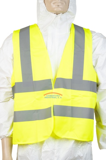 [1316] Chaleco reflectivo de tela verde TW tipo motorista T. unica unidad