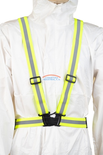 [1317] Chaleco reflectivo tipo arnés verde TW elástico ajustable T. unica unidad