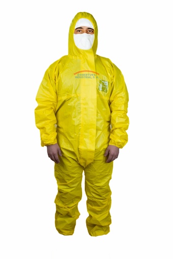 [1540] Traje desechable Ansell 2300 amarillo para salpicaduras de químicos T. L unidad