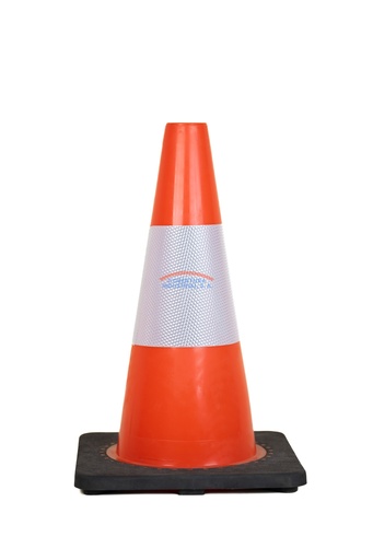 [1867] Cono naranja de PVC flexibe 18" con reflectivo grado diamante base negra unidad