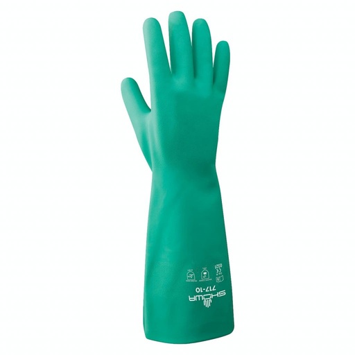 [1202] Guante nitrilo Showa 717 nitri-solve 13" de largo verde T. 9 par