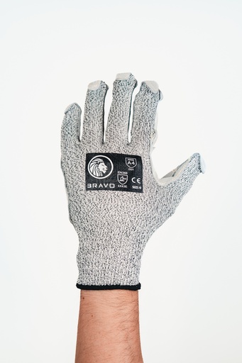 [2019] Guante anticorte de hilo y cuero en palma BRAVO T. única par 